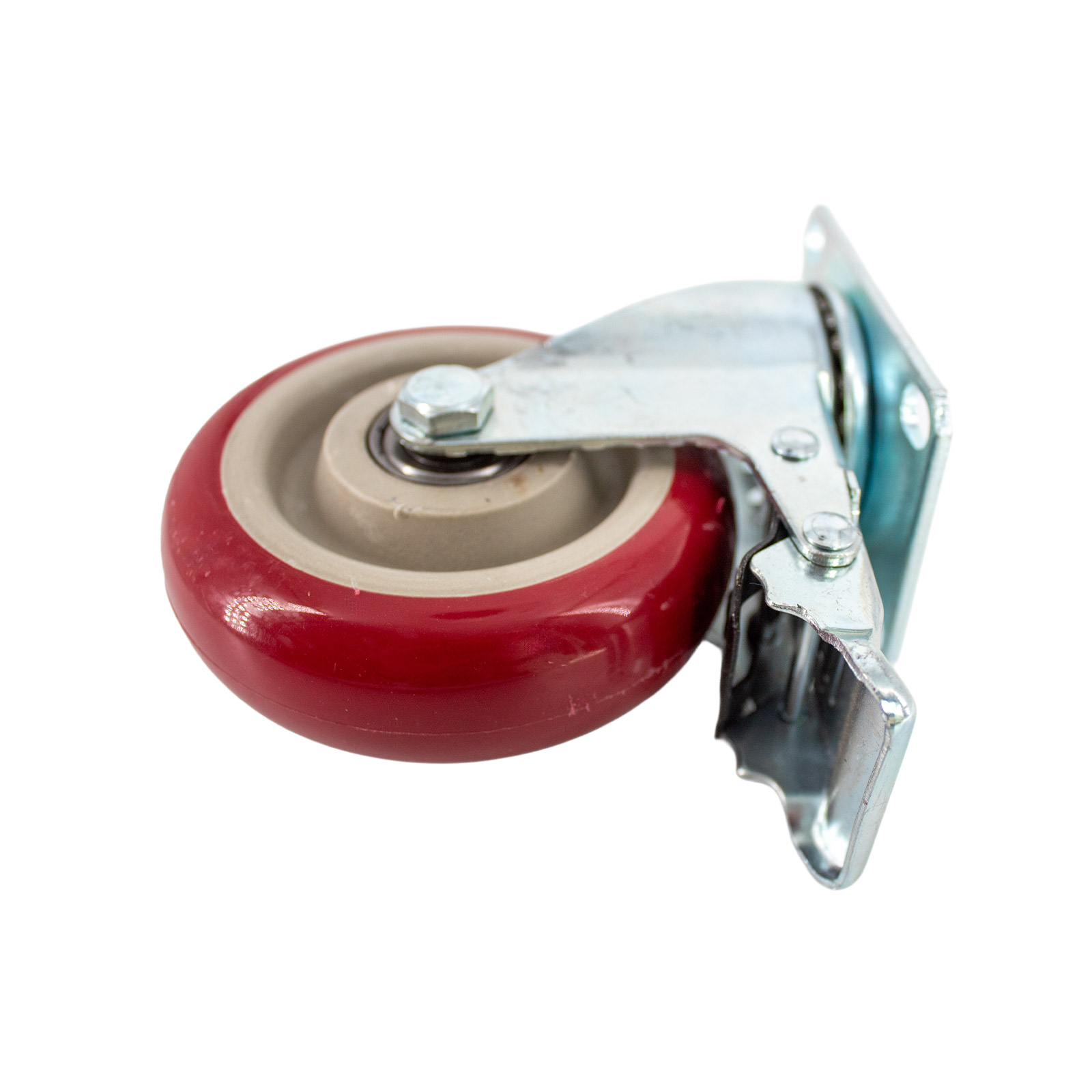 Roulette directionnelle 75 mm 360° avec frein Rouge 90 kg de charge