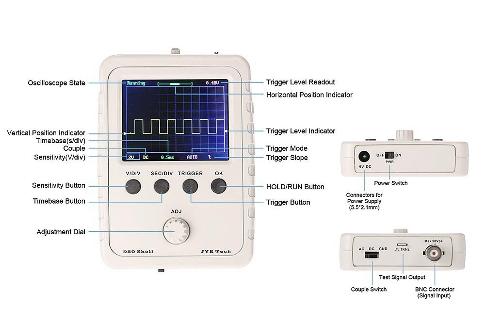 Kit oscilloscope numérique DSO150 2.4" TFT (CMS présoudés) – Image 4