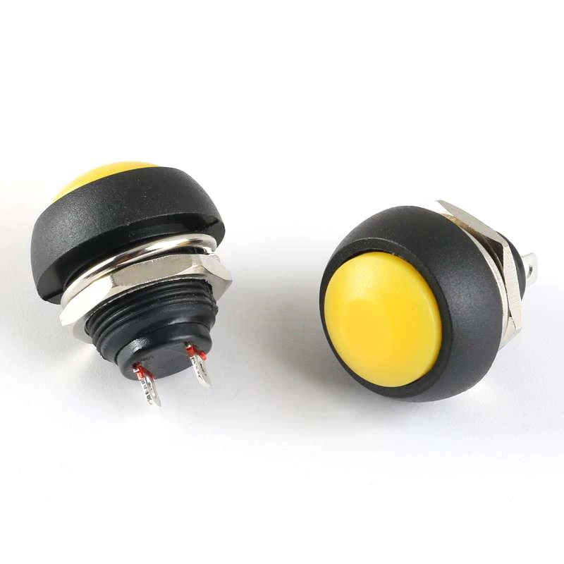 Bouton poussoir jaune 12 mm 250 V 1 A