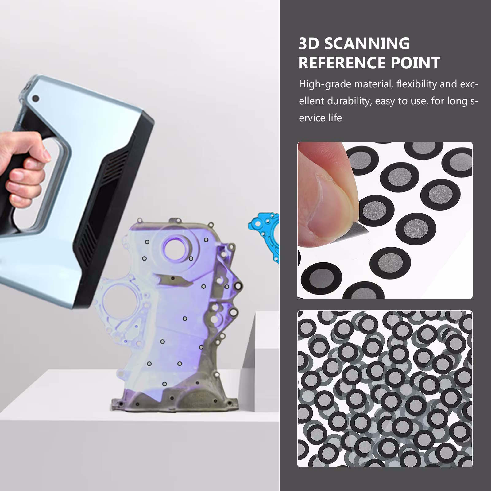 Autocollants de positionnement pour scanner 3D 3x6 mm – Jeu de points de repère (5 feuilles) – Image 2