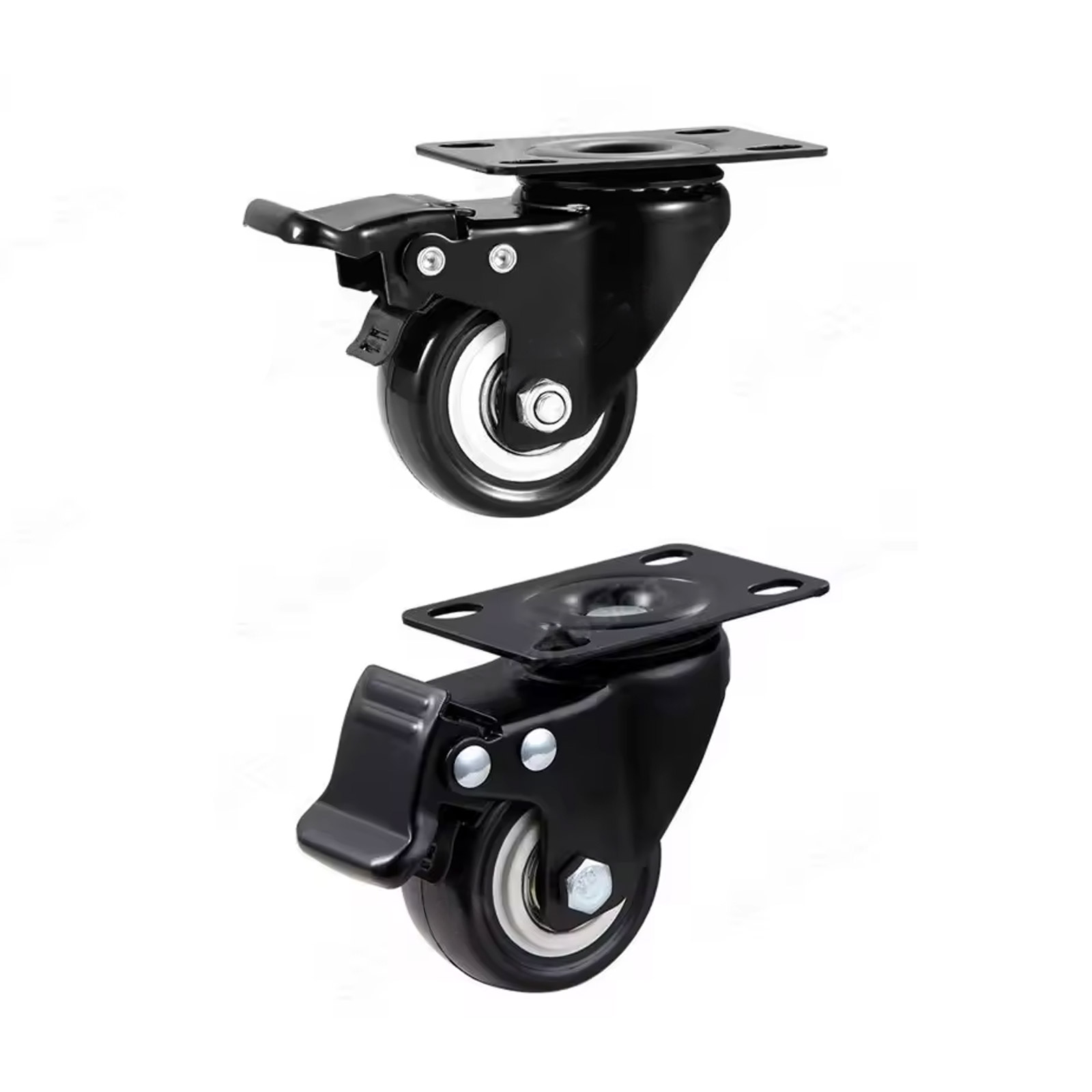 Roulette directionnelle avec frein 2" 360° Noir – Image 2
