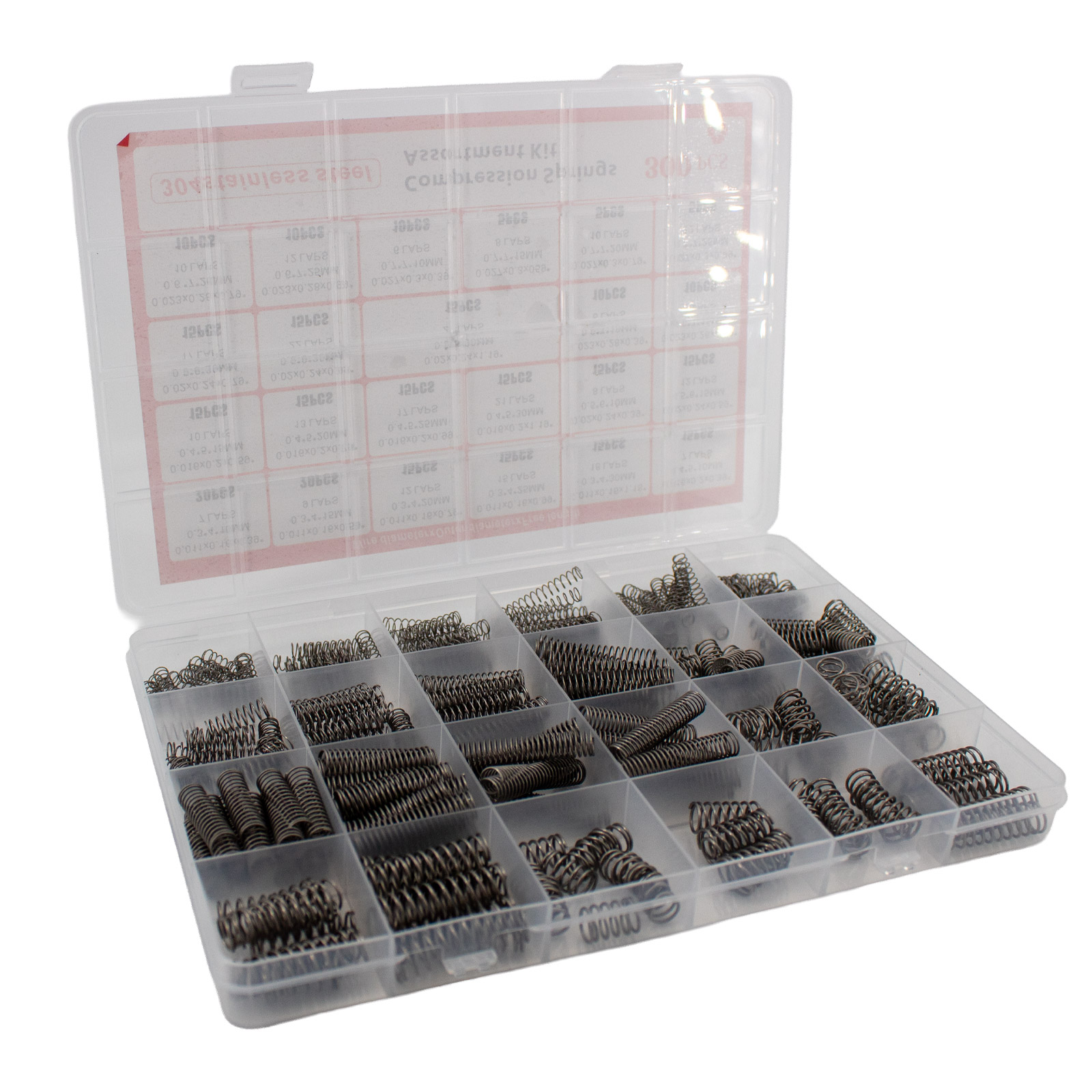 Kit assortiment de ressorts de compression en acier inoxydable avec boîte 300 pièces