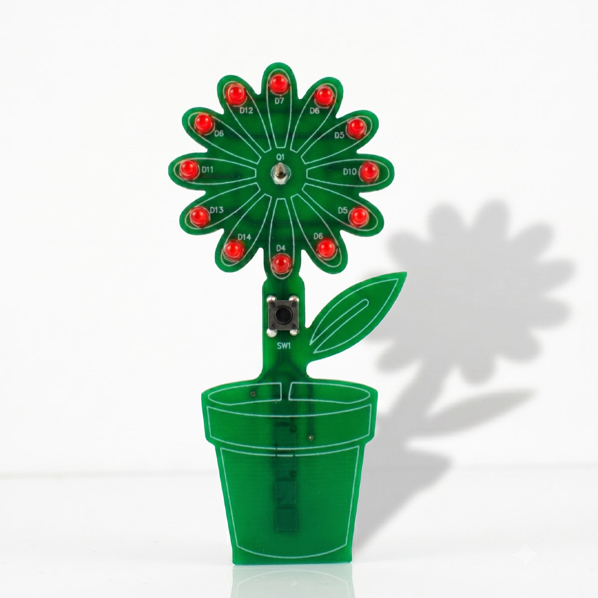 Kit fleur LED – Projet interactif de soudure avec capteur de lumière et bouton (6V, 10x7 cm) – Image 4