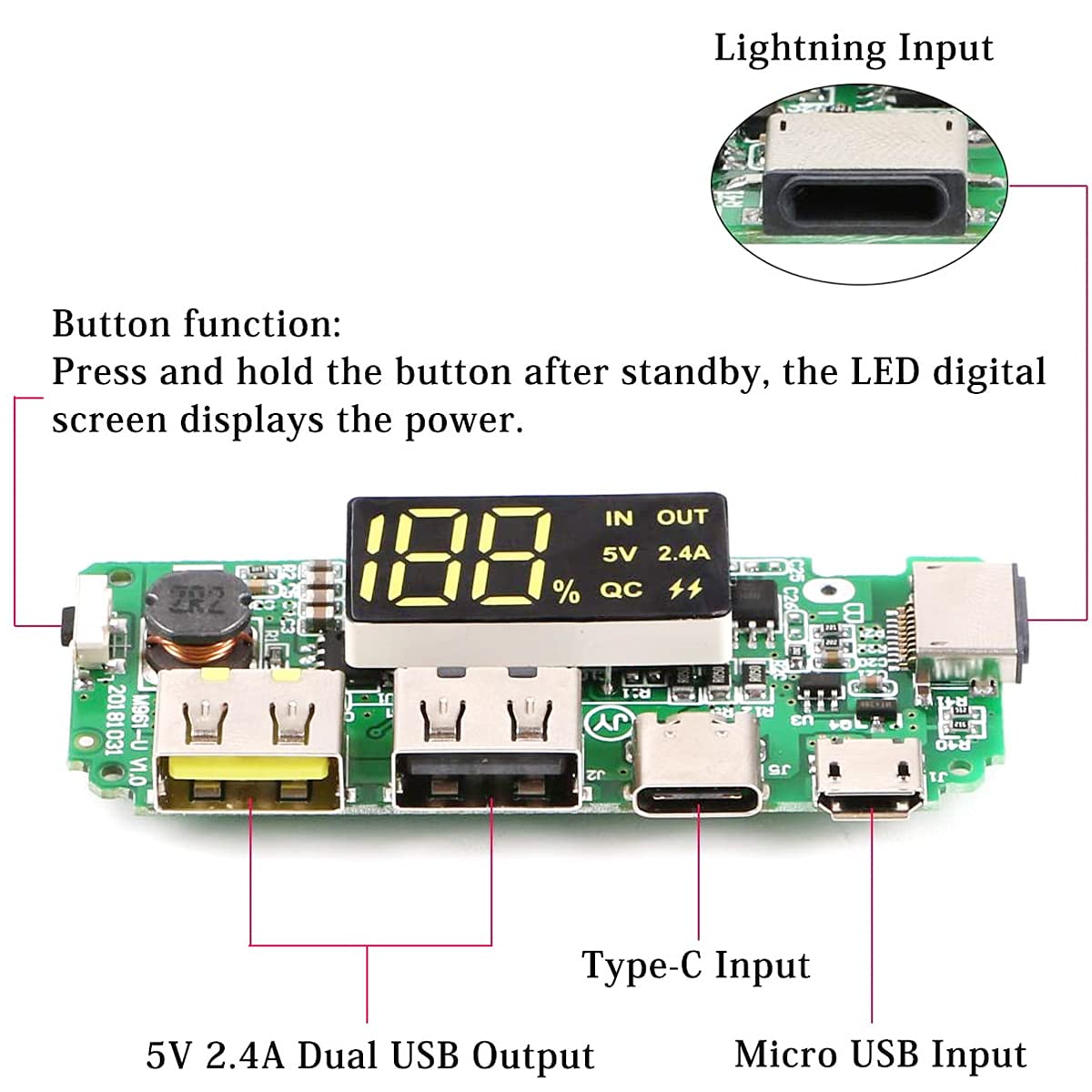 Module chargeur de batterie Lithium 18650 Dual USB avec convertisseur Step-Up Buck 5V – Image 4