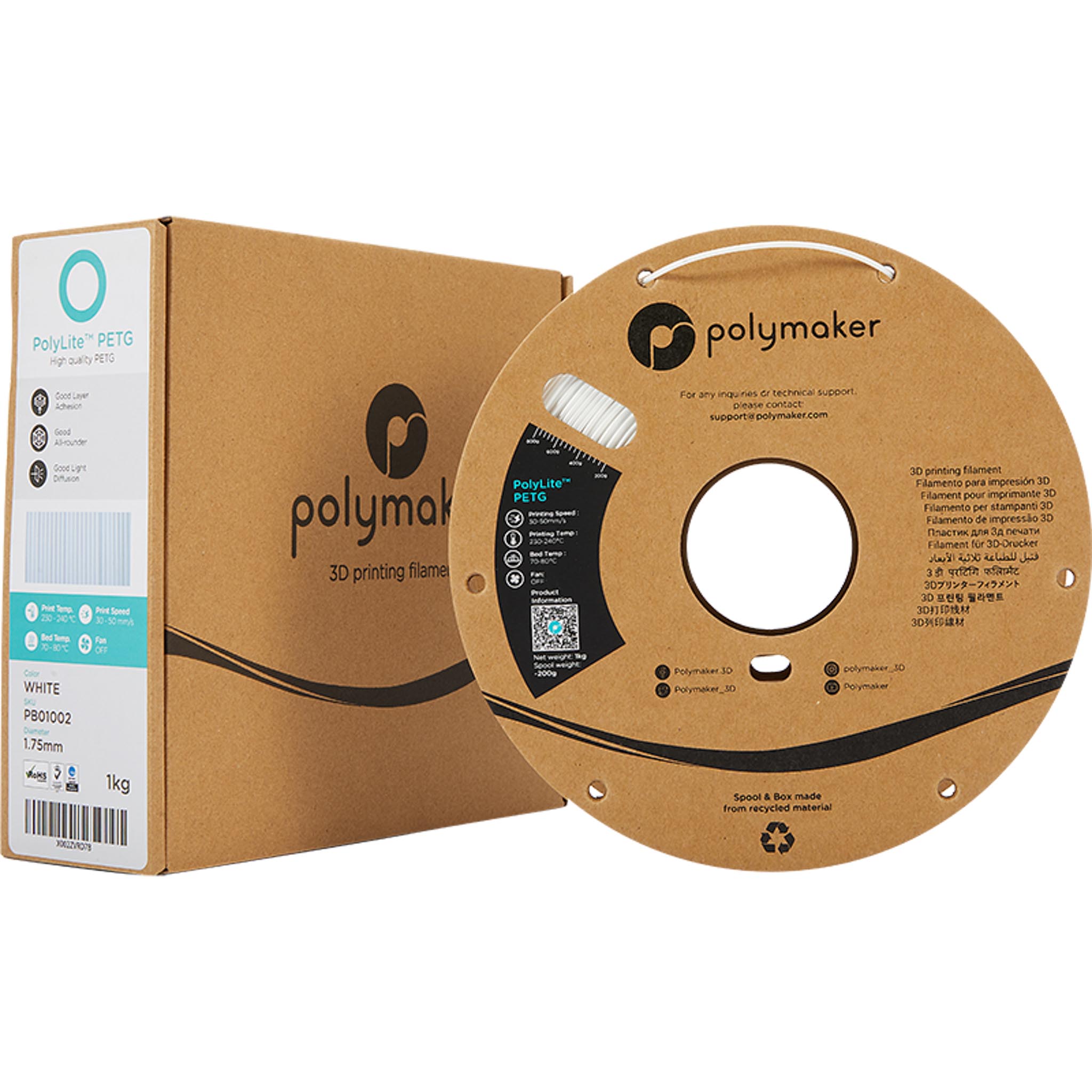 Filament Polymaker PolyLite PETG Blanc 1,75 mm 1 kg – Image 7