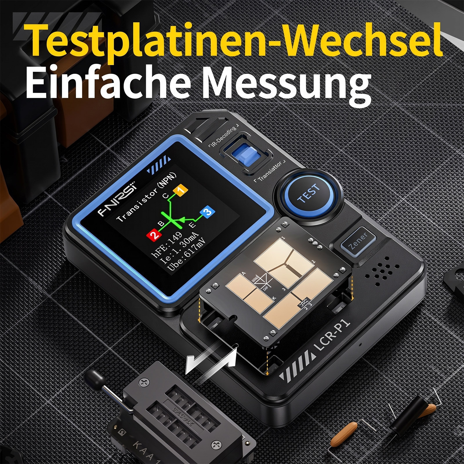 FNIRSI LCR-P1 Appareil de mesure de composants pour inductances, capacités, résistances et semi-conducteurs – Image 8