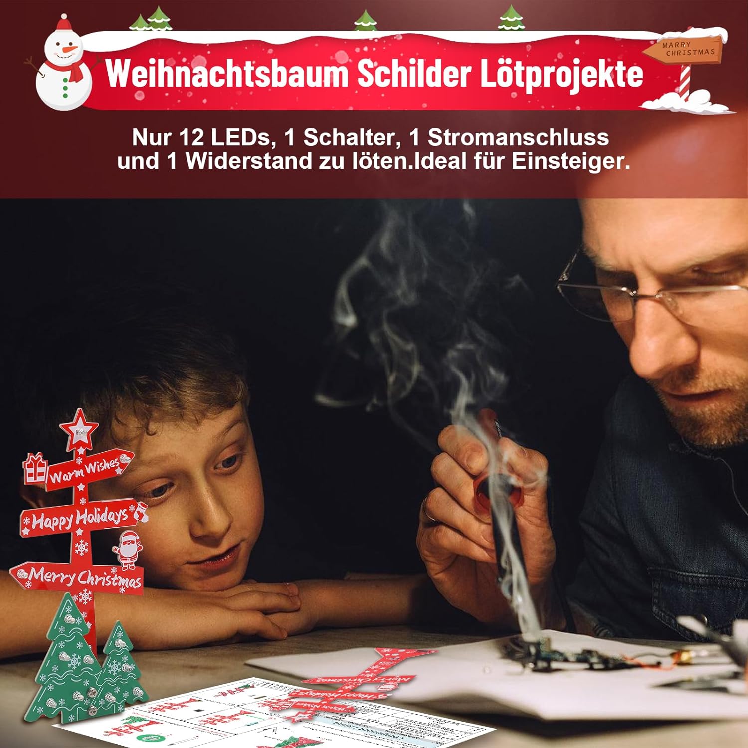 Kit Merry Christmas panneau sapin de Noël avec LEDs colorées – Image 4