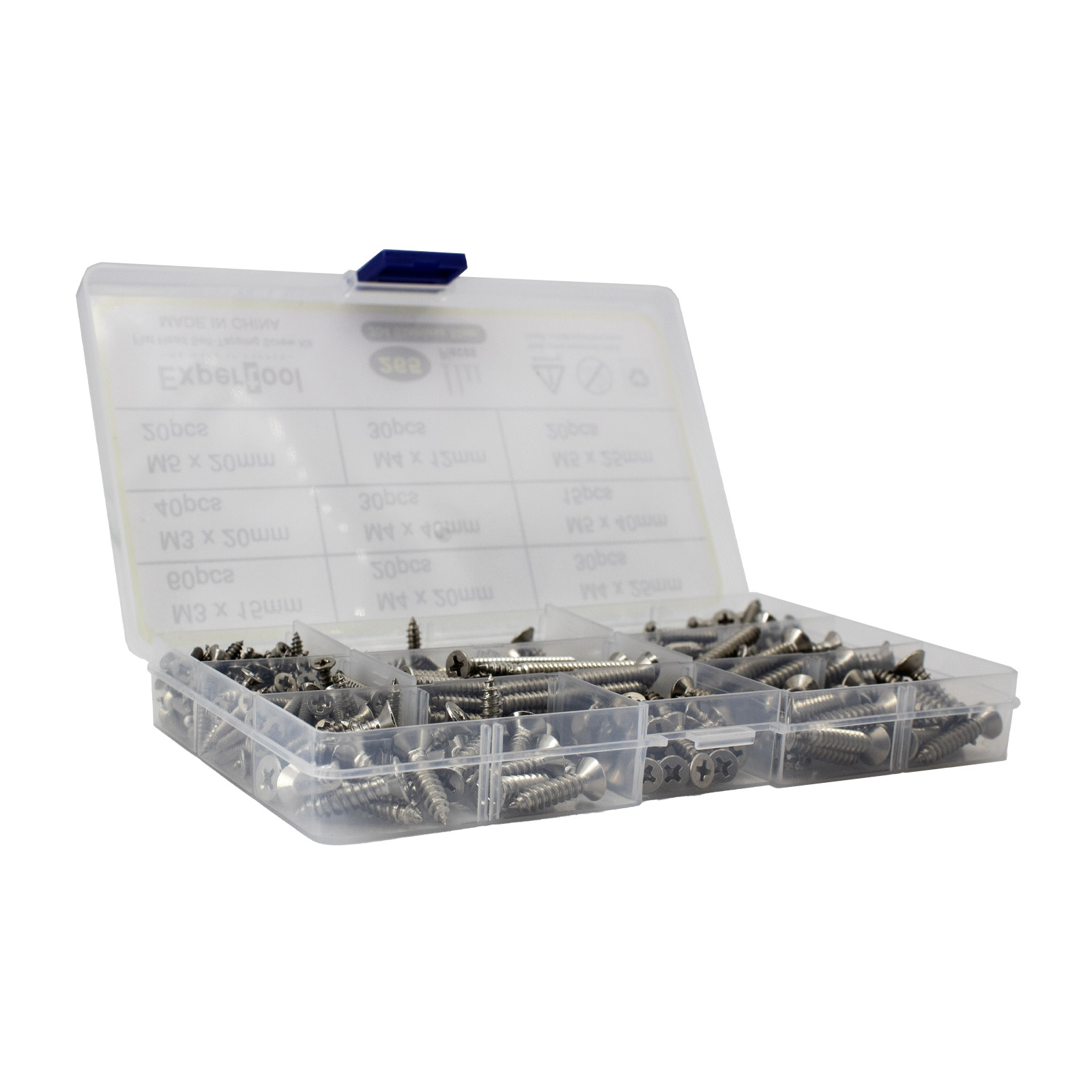 Assortiment de vis à tête fraisée autotaraudeuses 265 pièces M3/M4/M5