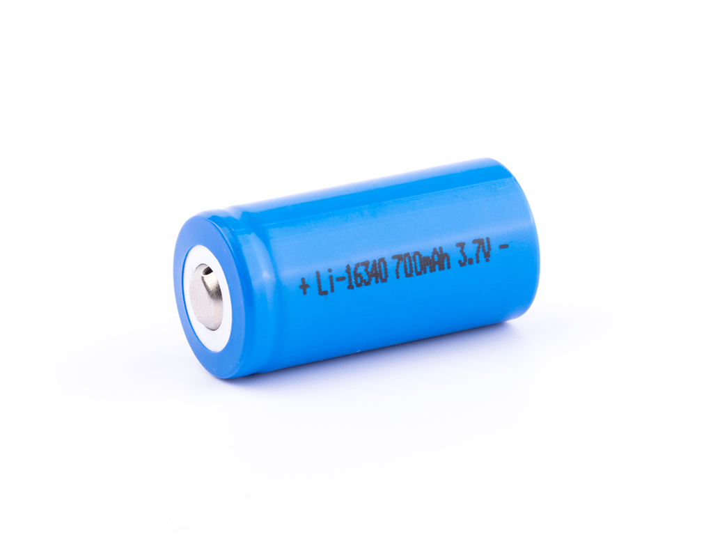 16340-A1 700mAh, 3,6V - 3,7V batterie Li-ion avec pôle positif surélevé (sans électronique de protection)