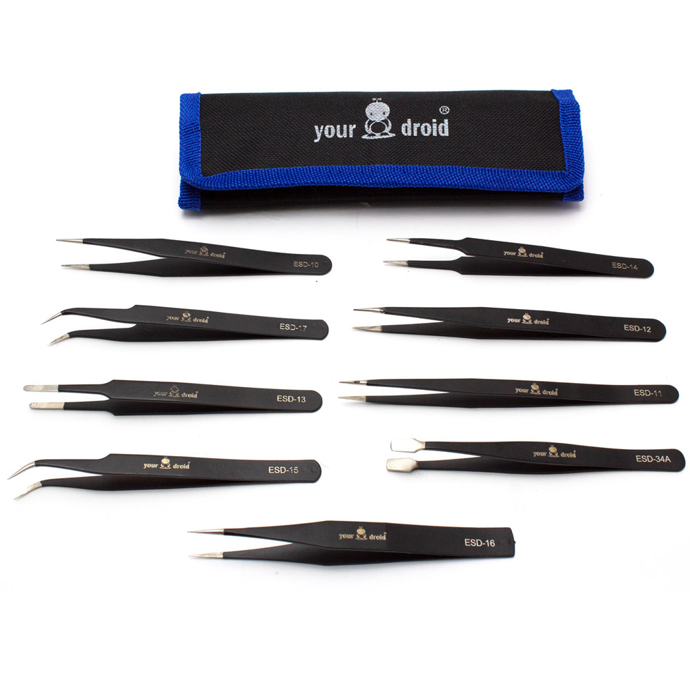 yourDroid Kit de pinces ESD 9 pièces avec étui