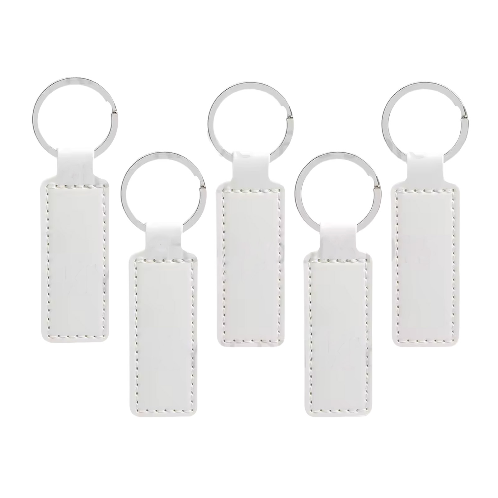 5x porte-clés en PU cuir blancs à graver – Idéal pour la gravure et le DIY