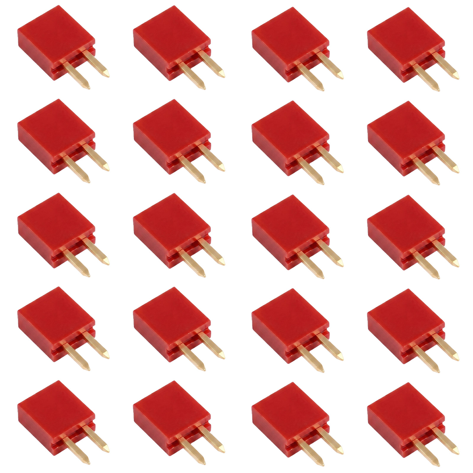 20x barrette femelle 2 broches 2,54 mm rouge