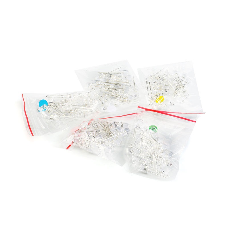 100 x F5 DEL 5 mm - triées blanc, rouge, jaune, bleu, vert – Image 2