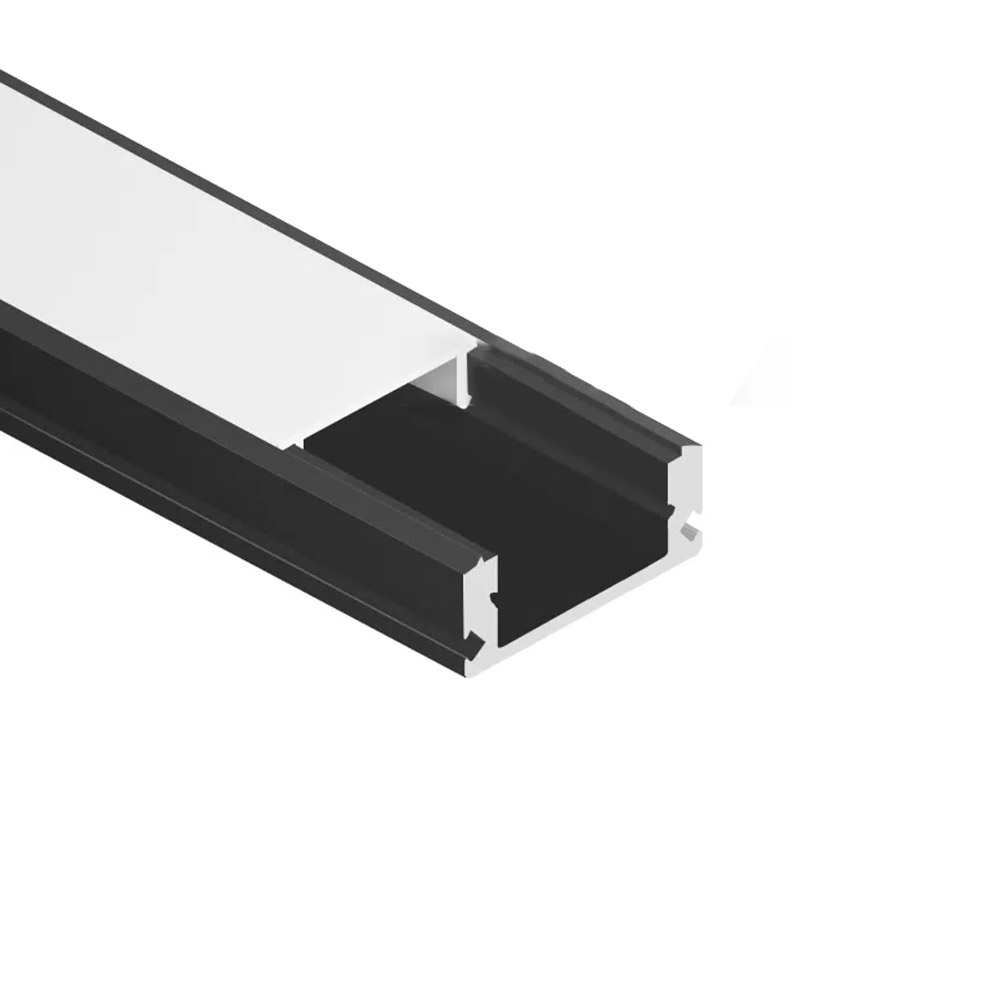 Profilé aluminium plat 1 m pour LED 17x7 mm avec couvercle (noir) – Image 2
