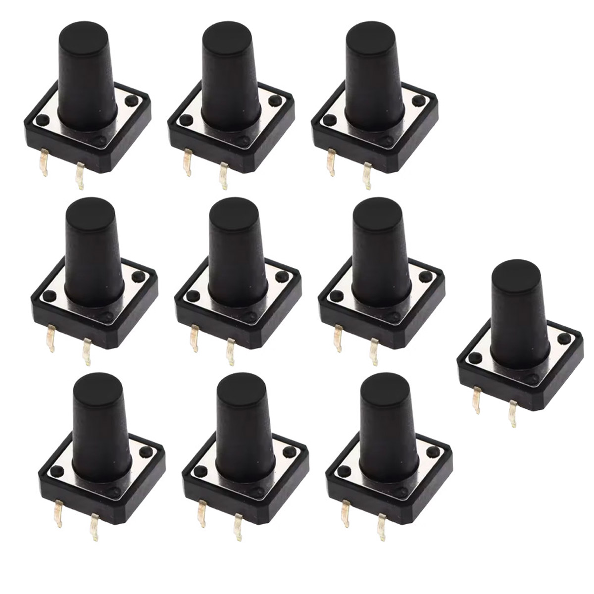 10x Boutons tactiles 12×12×15 mm THT pour Arduino, Raspberry Pi et prototypage