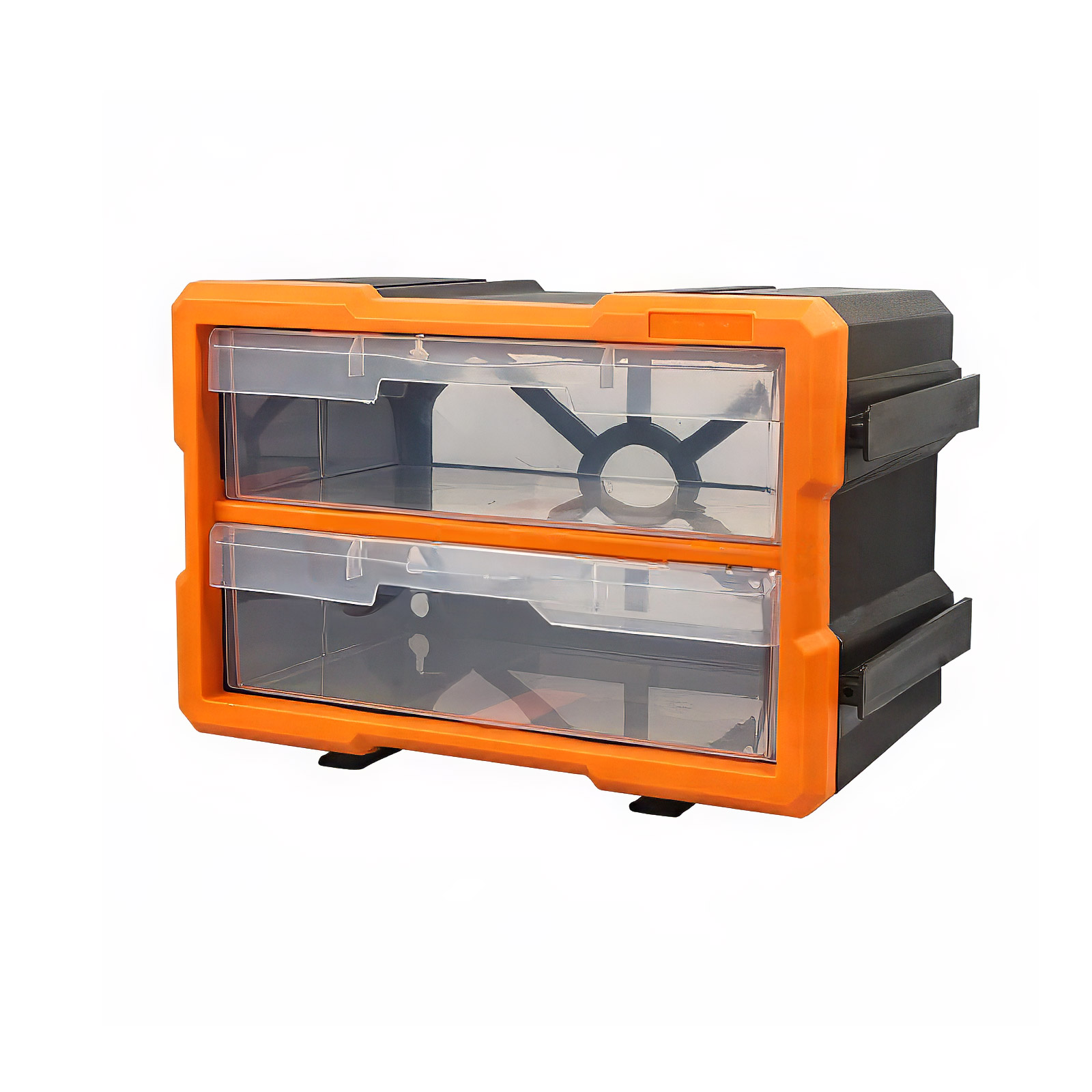 Boîte de rangement pour petites pièces extensible 2 compartiments (Orange)