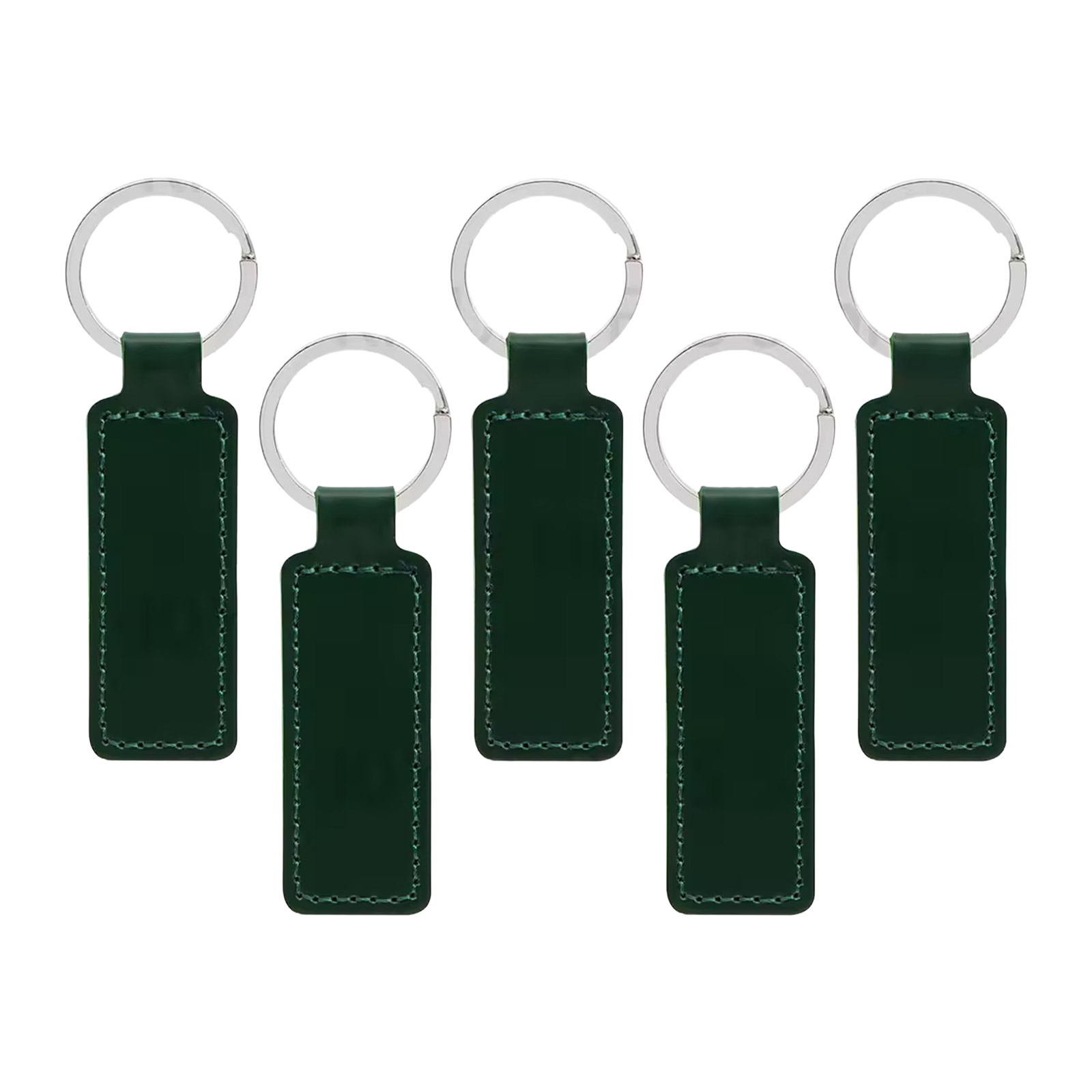 5x porte-clés en PU cuir brut vert armée – Idéal pour gravure et DIY