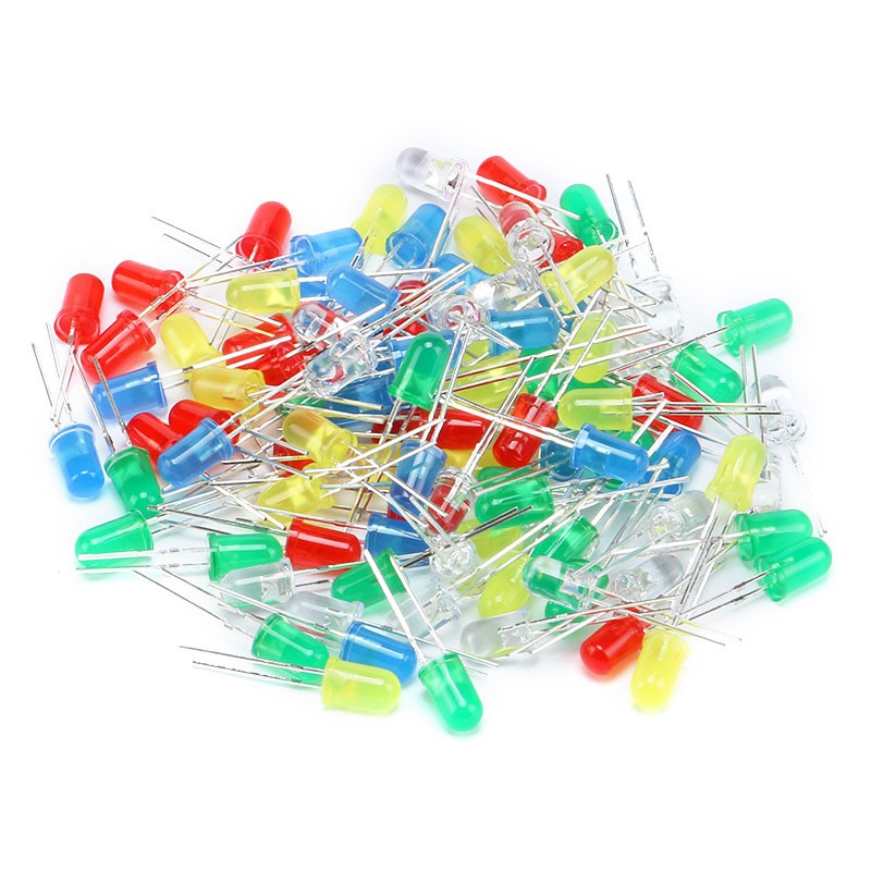 100 x LED 5 mm - triées blanc, rouge, jaune, bleu, vert – Image 2