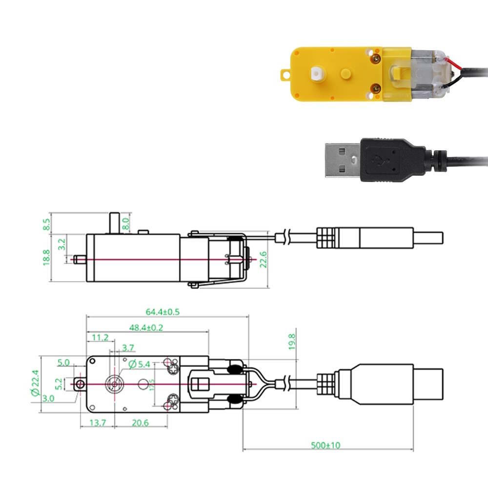 Moteur réducteur DC 5V 59 RPM USB compatible avec le kit Bambu Lab LA001 – Image 2