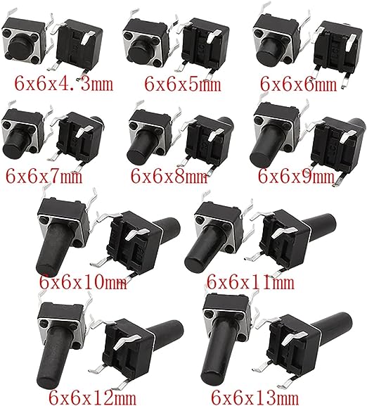 Kit de boutons poussoirs 6x6 mm THT 200 pièces 10 tailles – Image 4