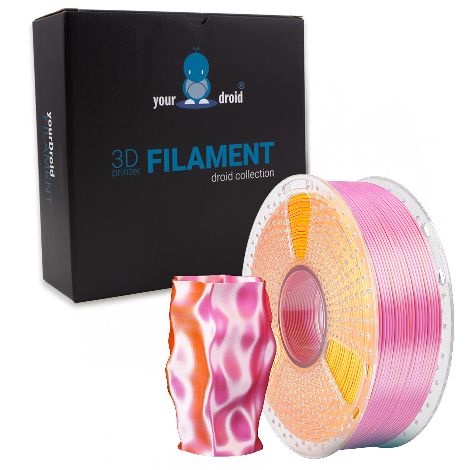 yourDroid DualColor Biosilk PLA+ Filament Rose/Or 1.75mm 1kg