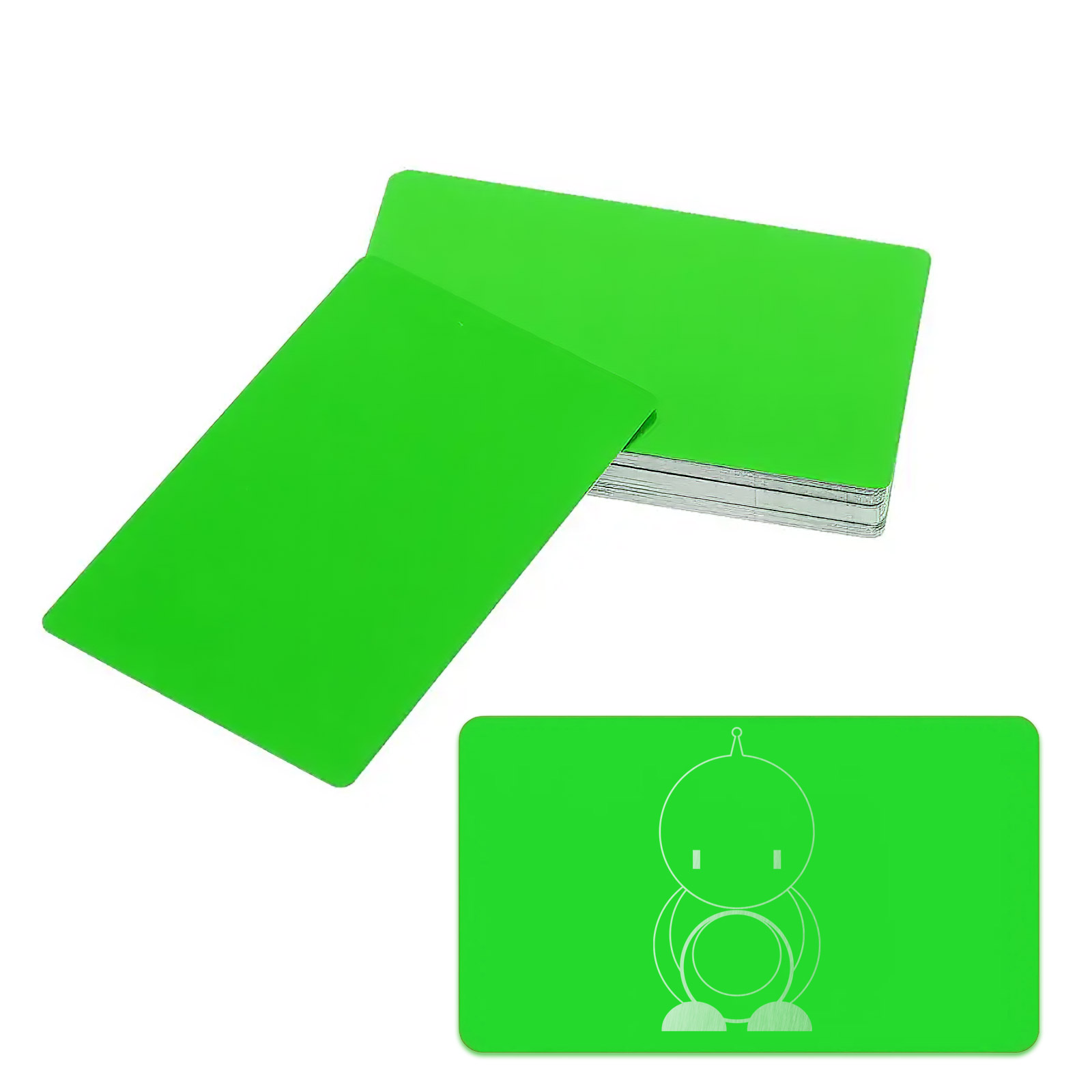 50x cartes de visite métalliques brutes vertes