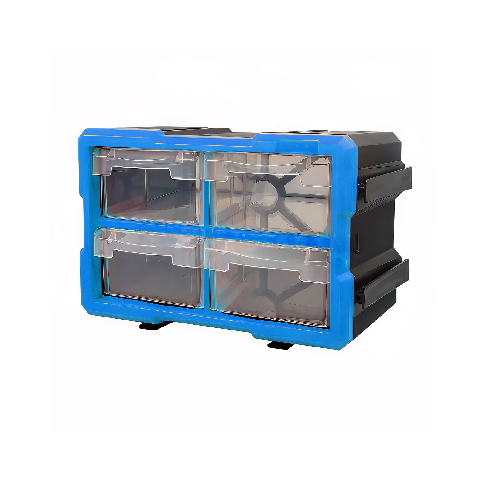 Boîte de rangement pour petites pièces extensible 4 compartiments (Bleu)