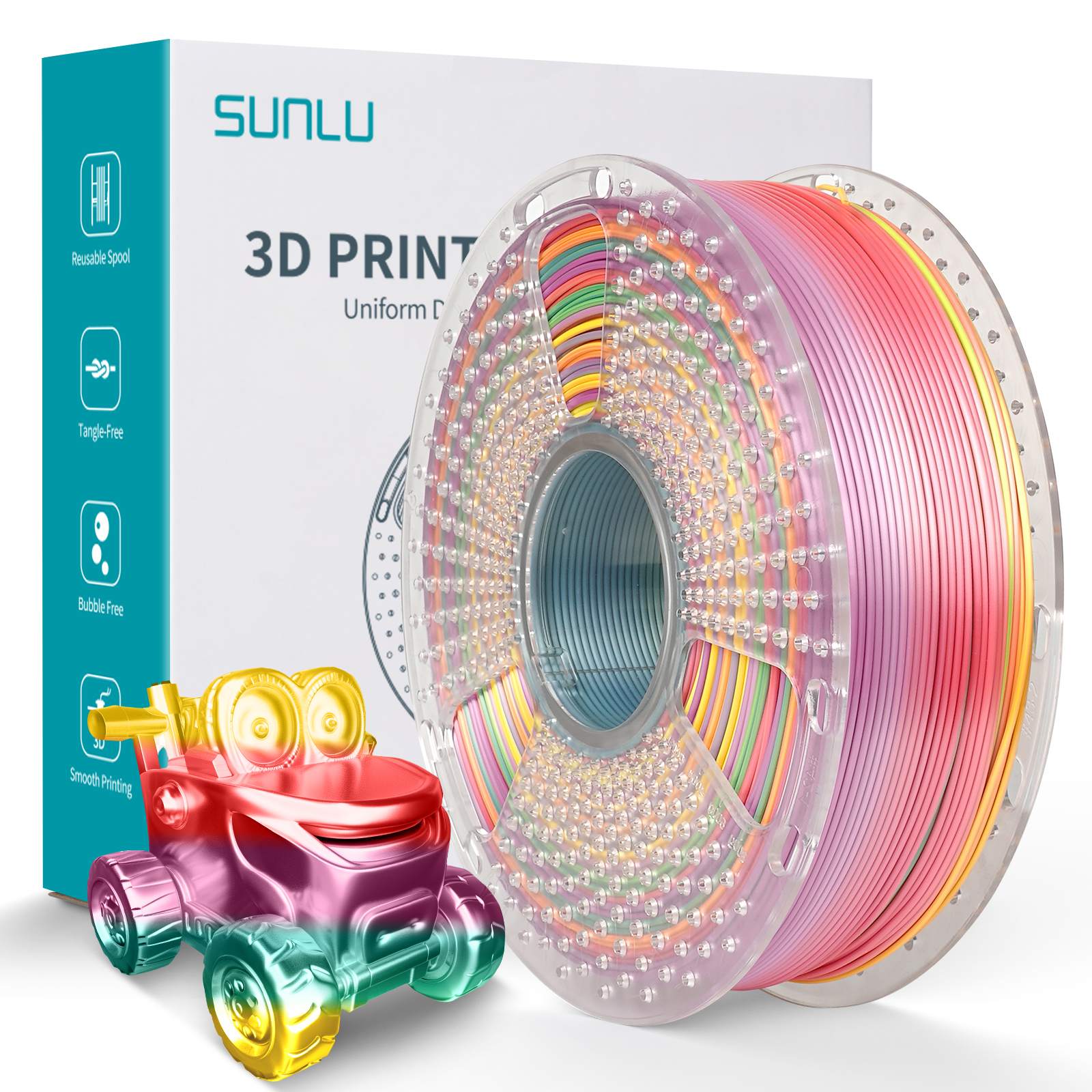 Filament Sunlu Silk PLA+ Rainbow "01" 1,75 mm 1 kg