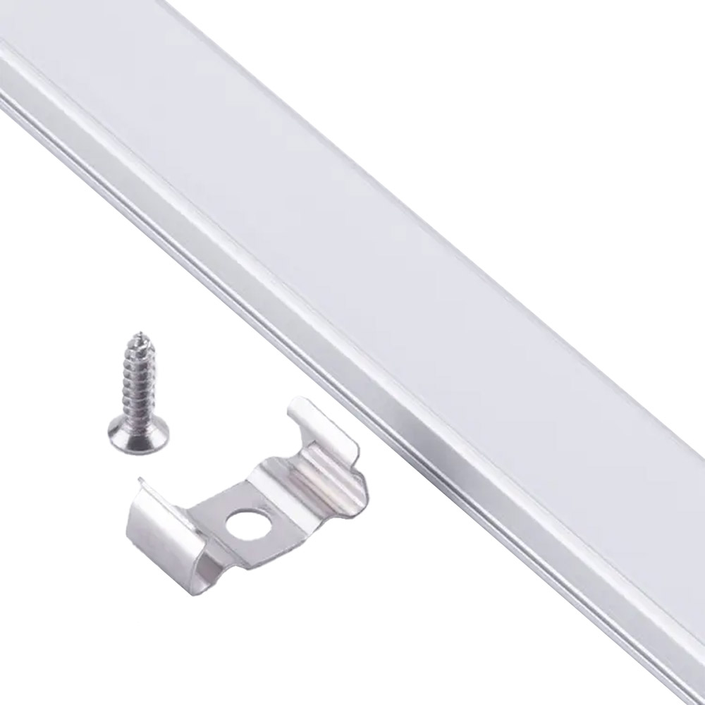 Profilé aluminium pour LED 1 m plat 17x7 mm avec couvercle (argent) – Image 3