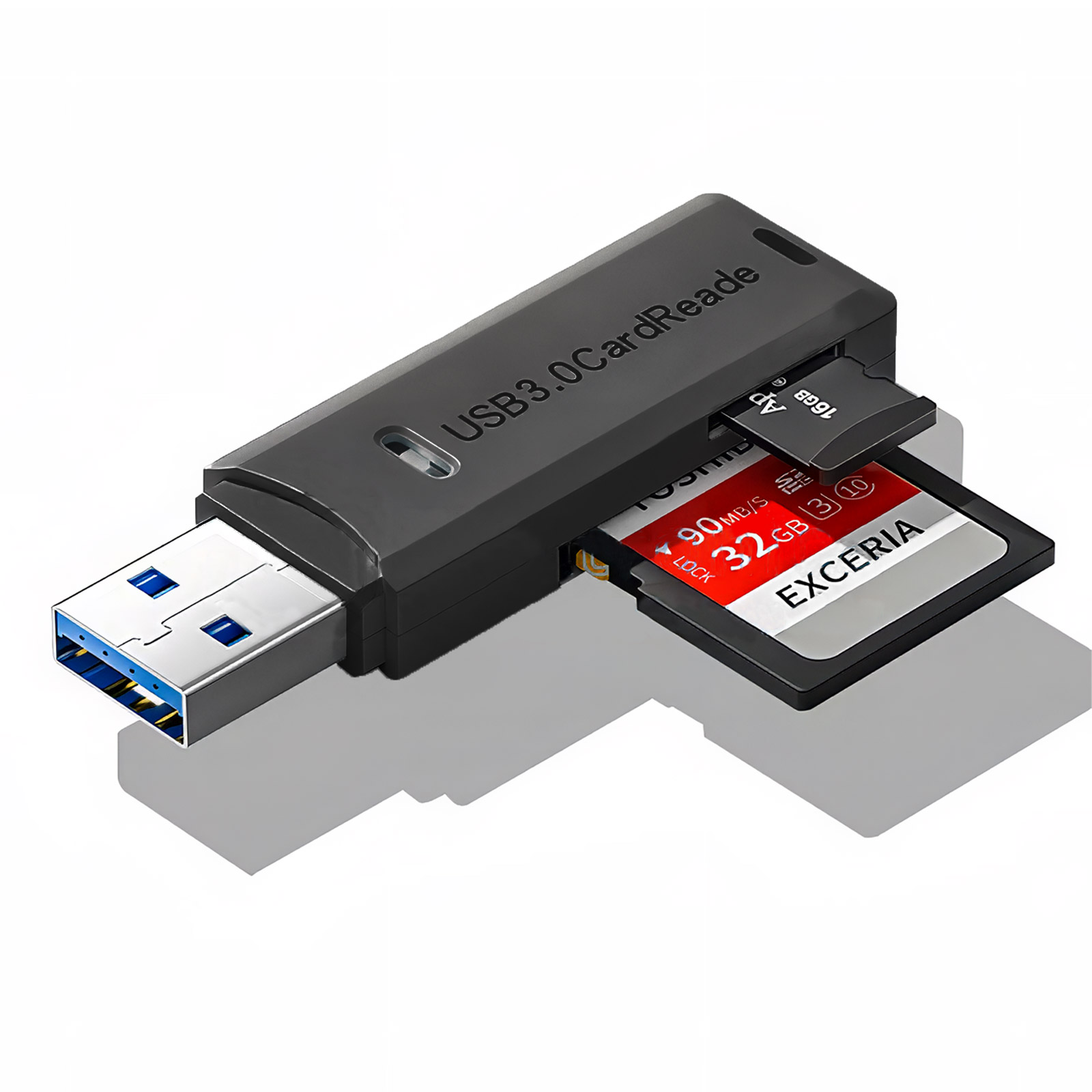 Lecteur de cartes USB 3.0 pour SD/MicroSD (Noir) – Image 2
