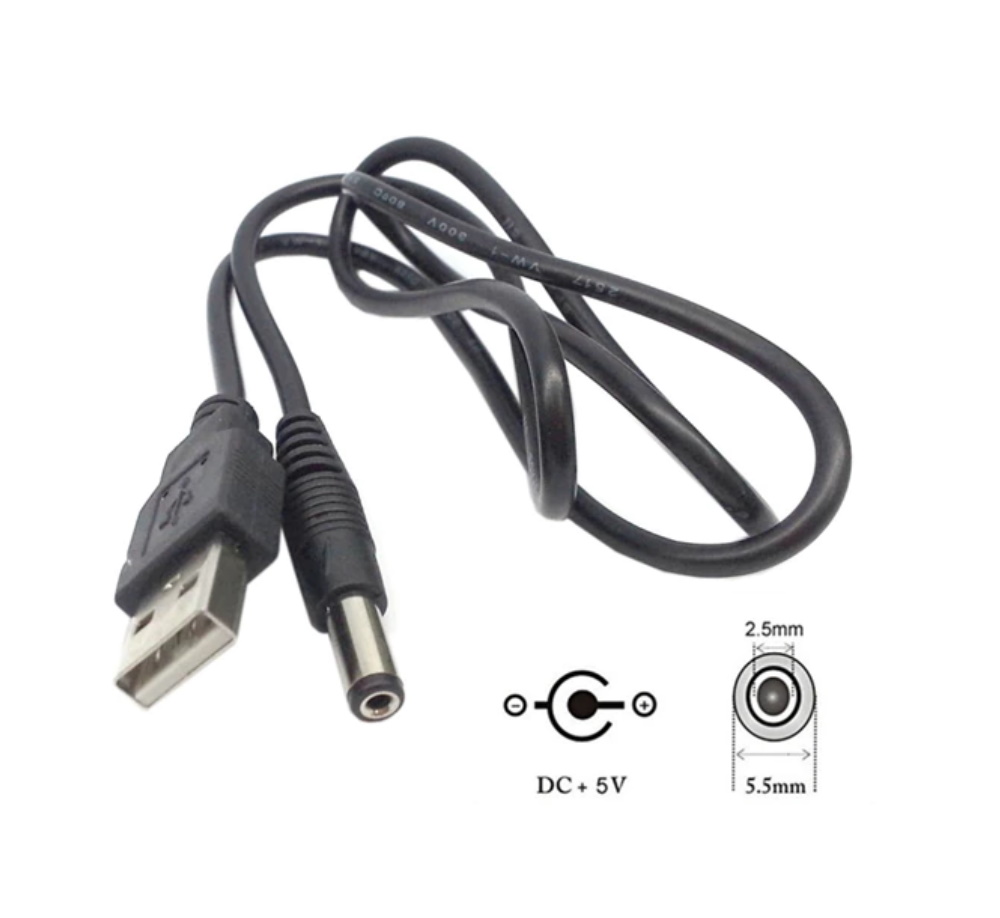 Câble d'alimentation USB vers fiche creuse DC 5.5 x 2.5 mm 100 cm – Image 2