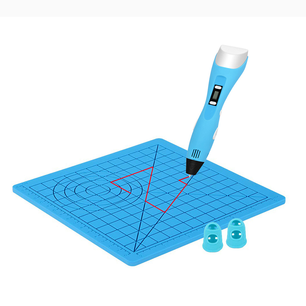 Stylo 3D tapis de base design avec formes géométriques 177x177mm bleu – Image 3