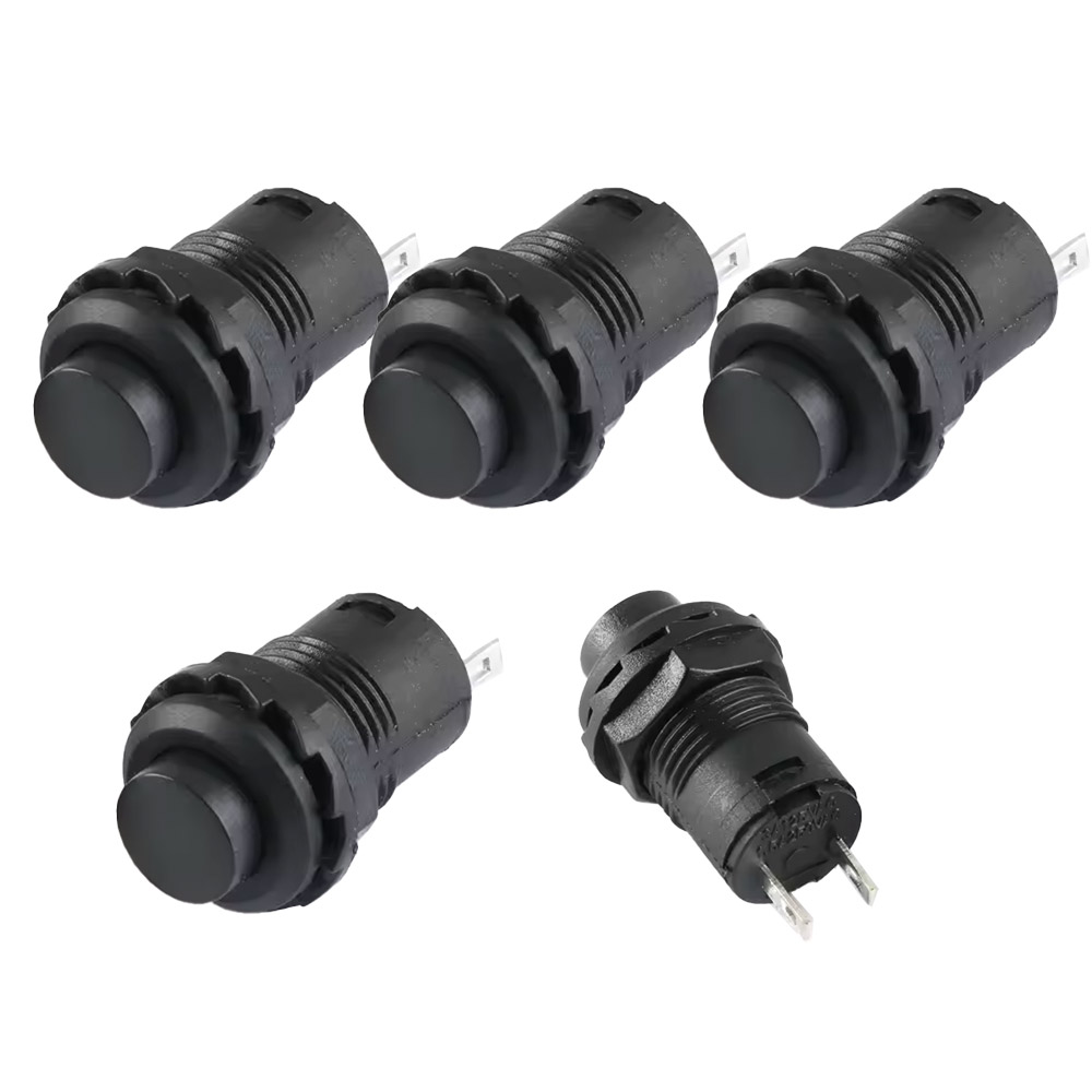 5x interrupteurs à pression auto-maintien 12 mm DS-428 Noir