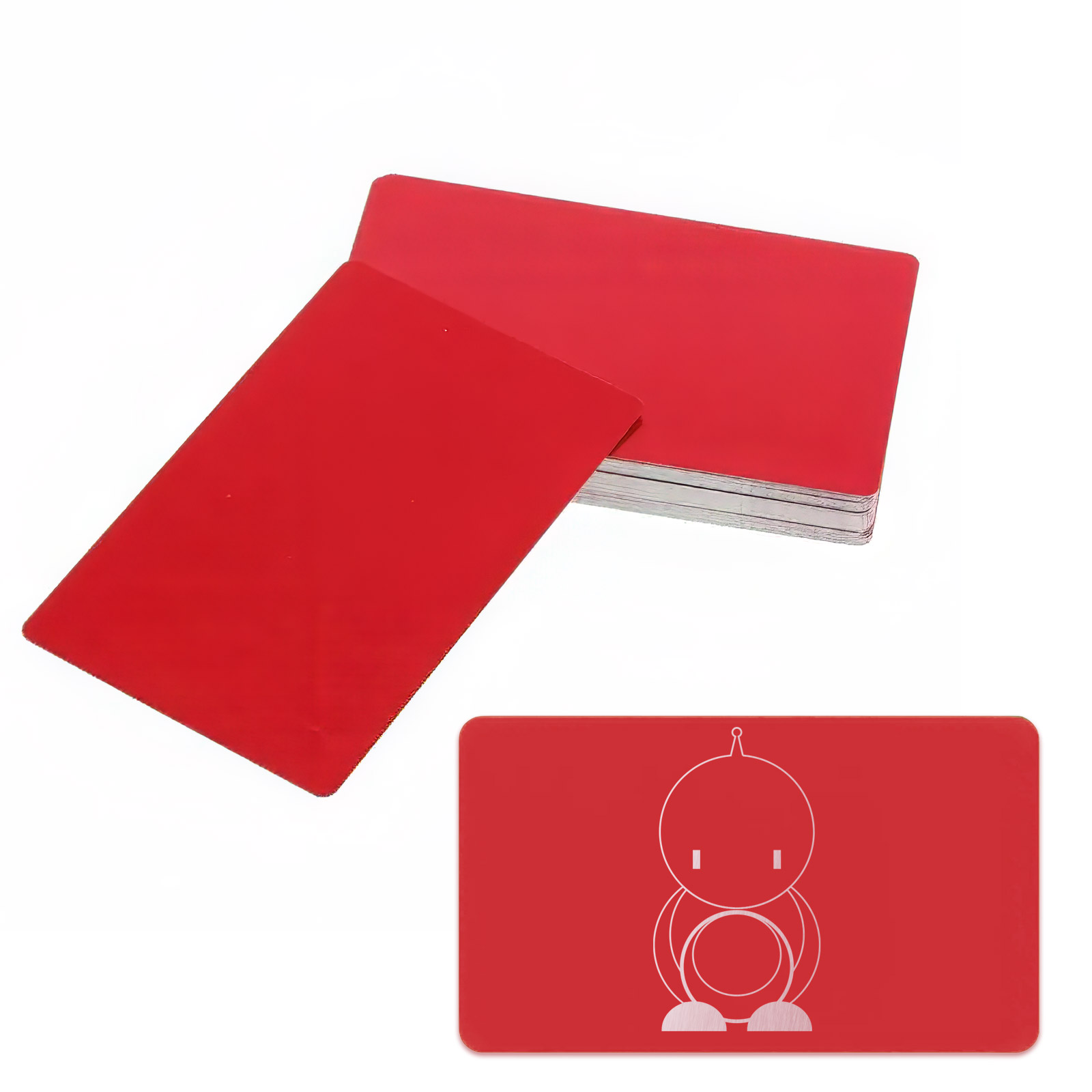 50x cartes de visite métalliques rouges brutes