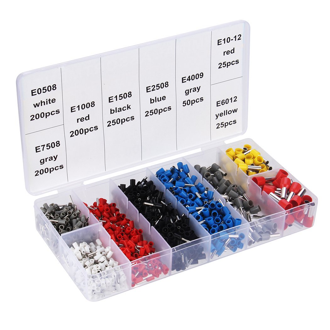 Kit de cosses à sertir isolées assortiment 1200 pièces codes couleur allemands 0,5 mm² - 10 mm²