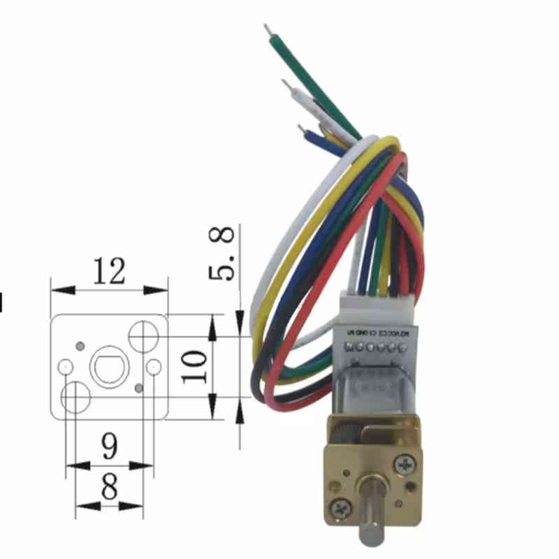 Mini moteur CC à engrenages N20 6V avec capteur à effet Hall et encodeur 250 RPM – Image 3