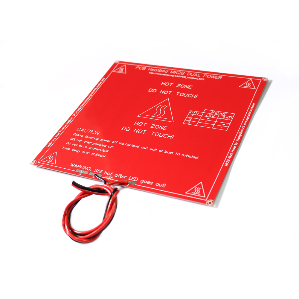 Plateau chauffant MK2B 214x214 mm avec résistances, LED et câble de connexion – Image 2