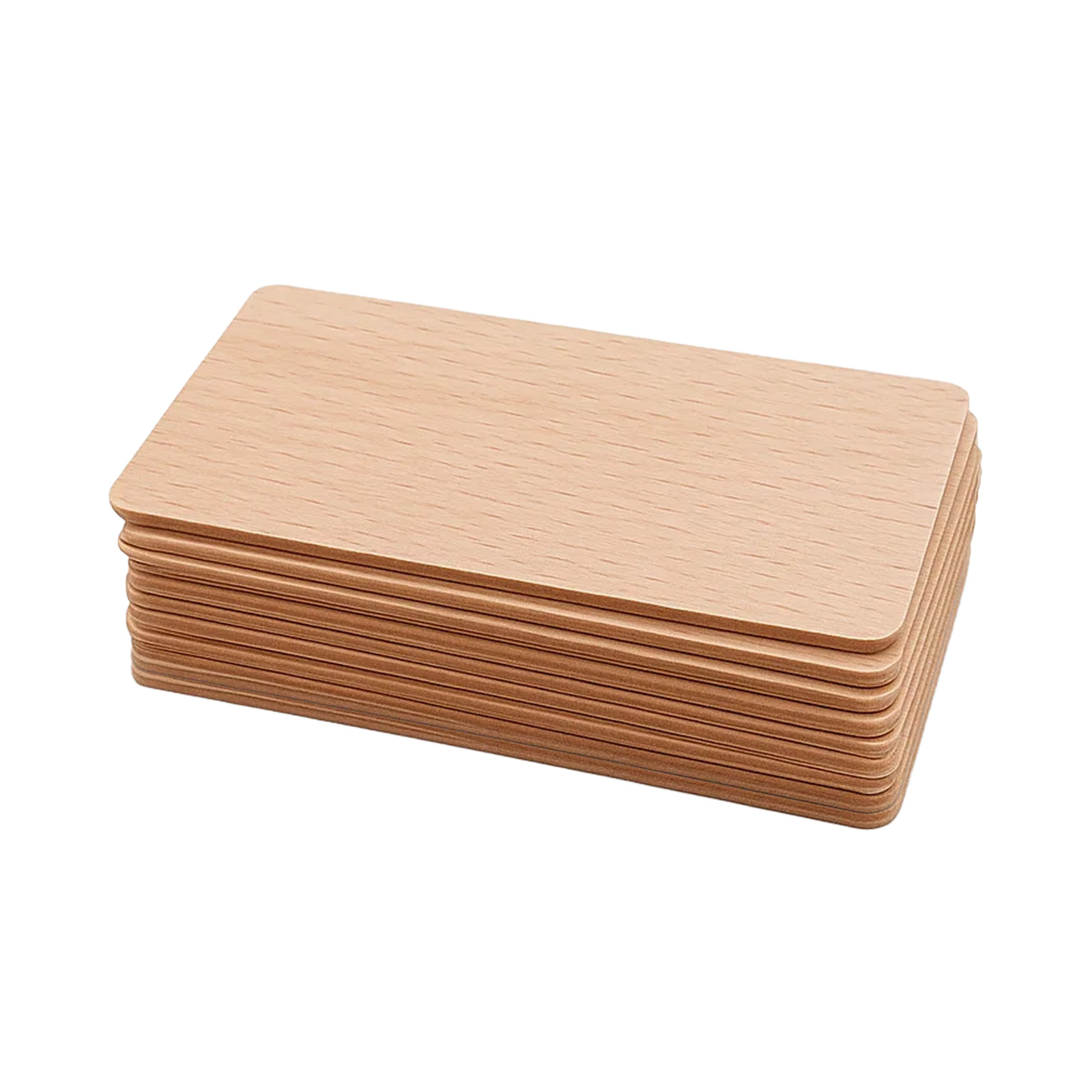 10x cartes RFID NFC213 en bambou 13,56 MHz (aspect hêtre rouge) – Image 2
