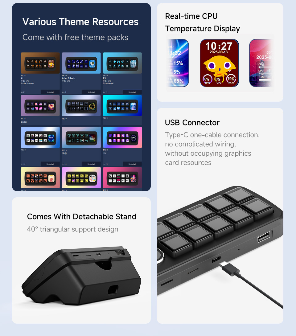 Waveshare MK10 Stream Deck contrôleur LCD à macros Noir – Image 9