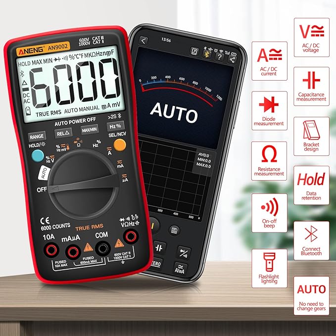 ANENG AN9002 Multimètre numérique Bluetooth TRMS 6000 points – Image 2