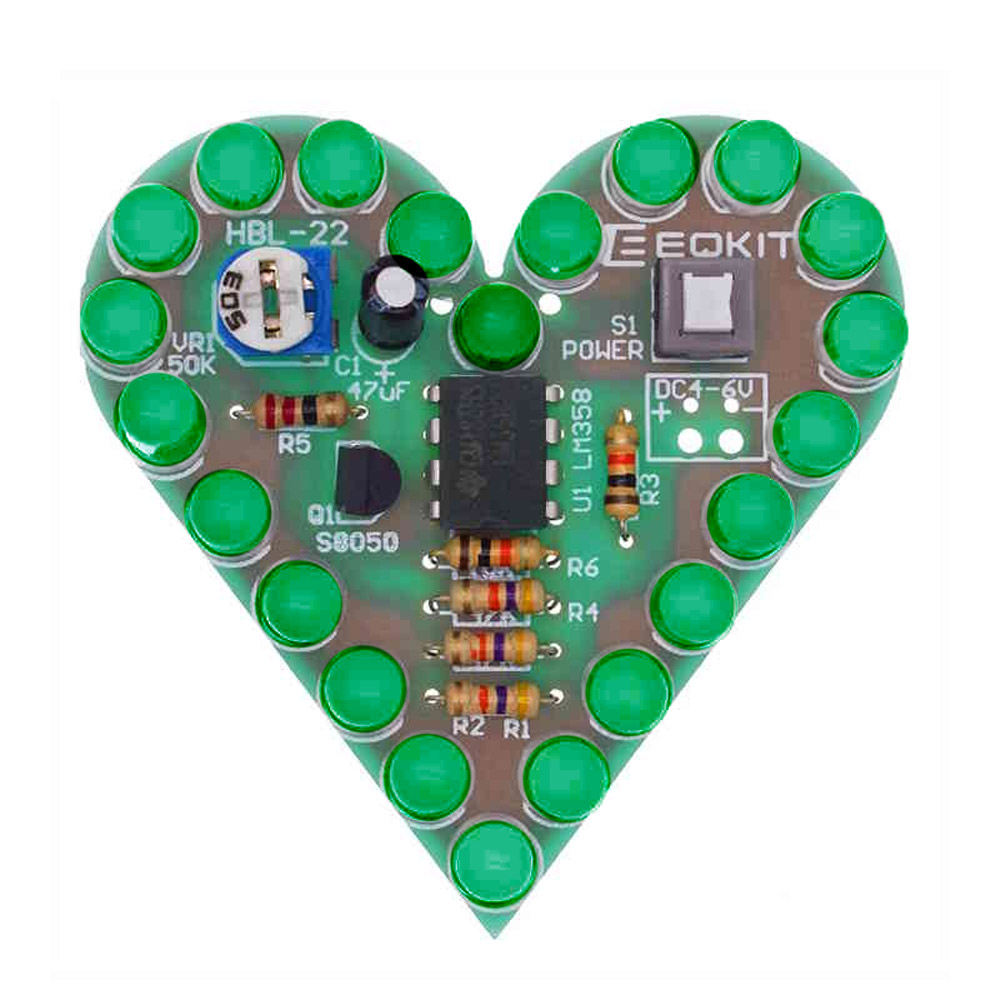 Kit Cœur LED pulsant (vert)