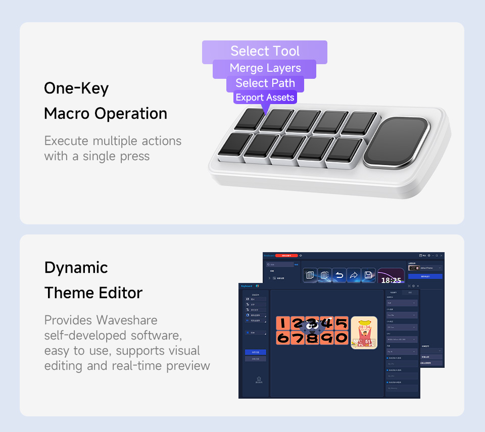 Waveshare MK10W Stream Deck contrôleur macro LCD blanc – Image 8