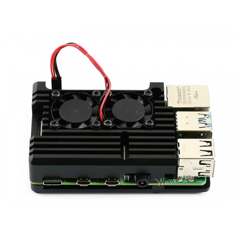Boîtier en aluminium Raspberry Pi 4 avec double ventilateur – Image 4