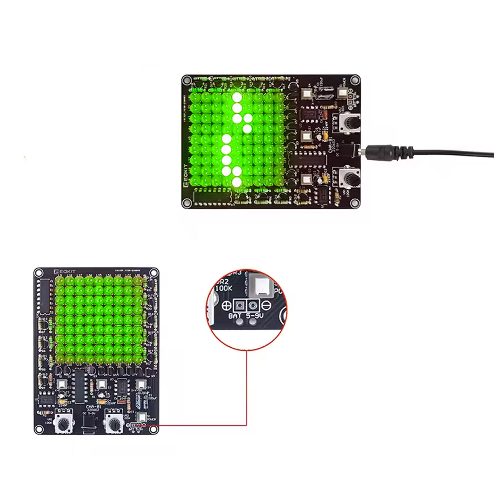 Kit jeu LED – Kit DIY de soudure avec 81 LED vertes et effet chenillard – Image 3