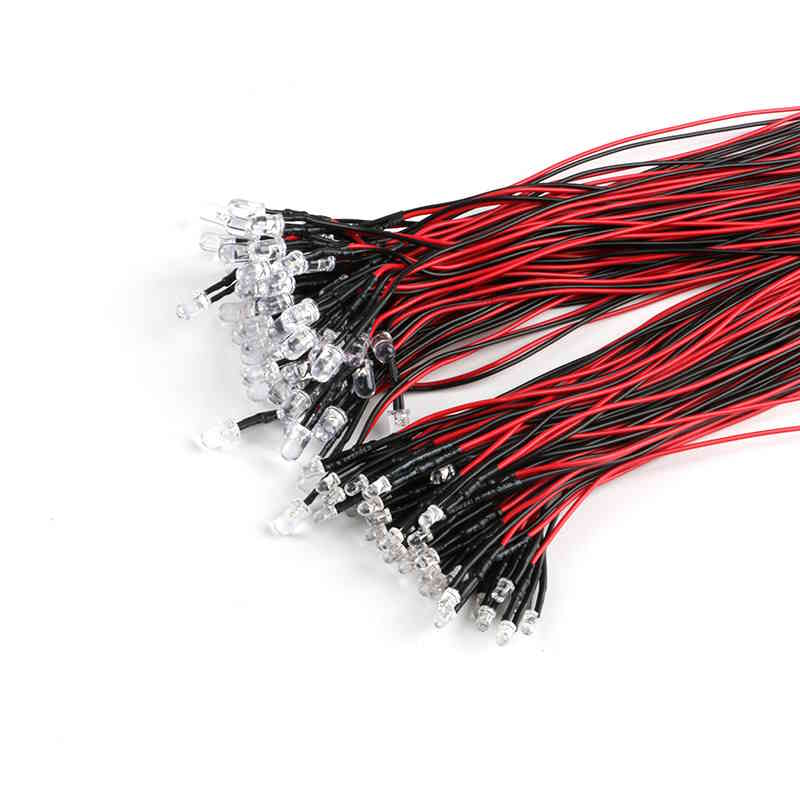 10 pièces LED F3 3 mm rouge câblées 20 cm 5-12V – Image 2