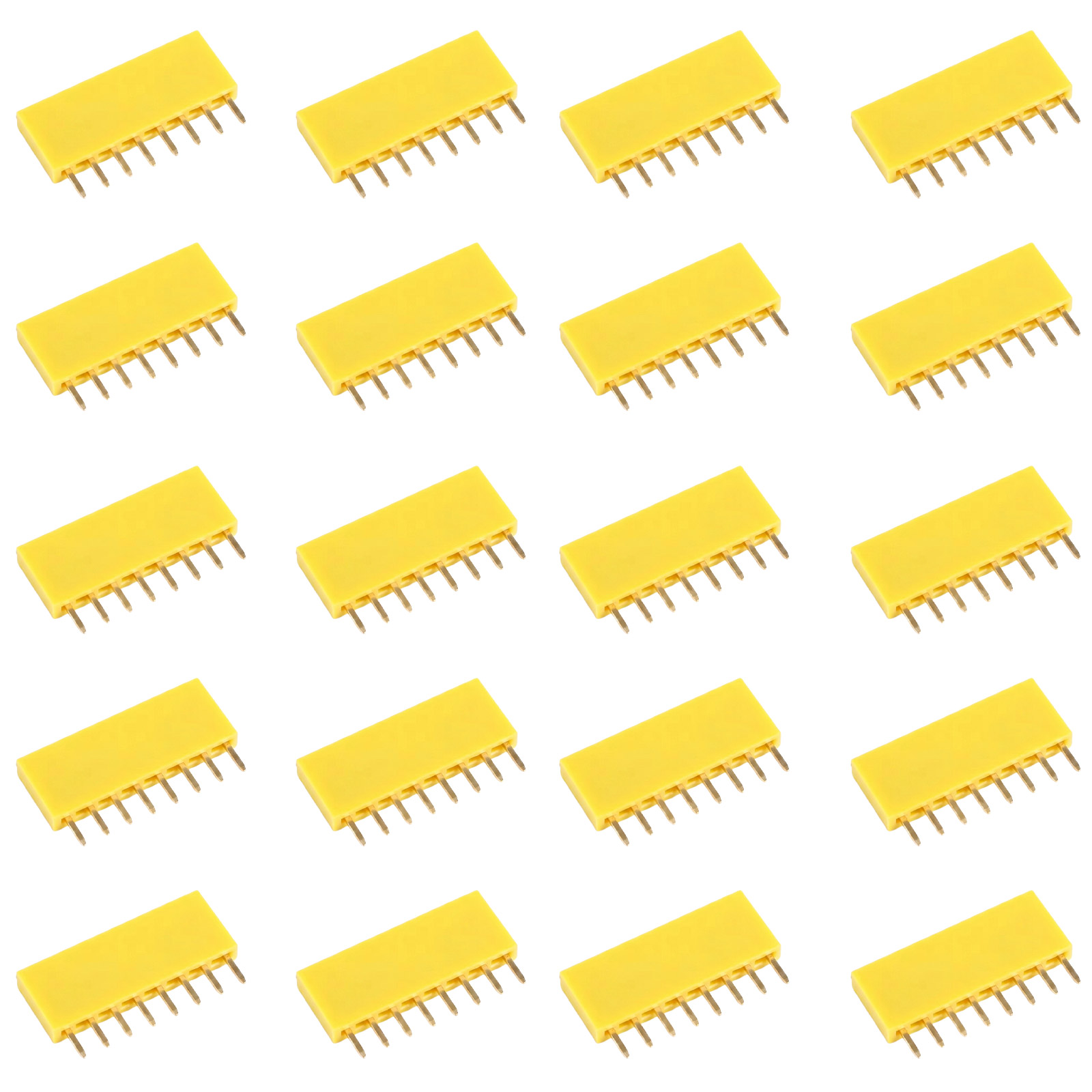 20x barrette femelle 8 broches 2,54 mm jaune