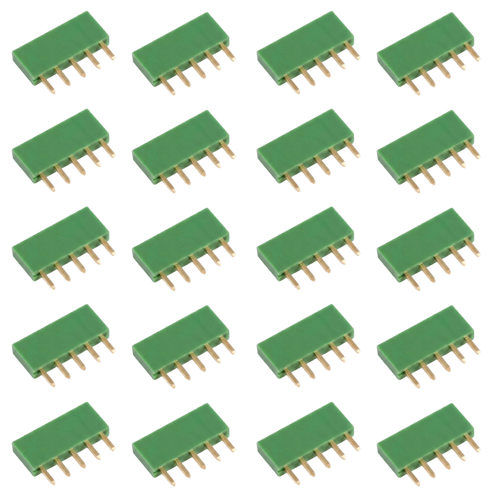 20x barrette femelle 5 broches 2,54 mm verte