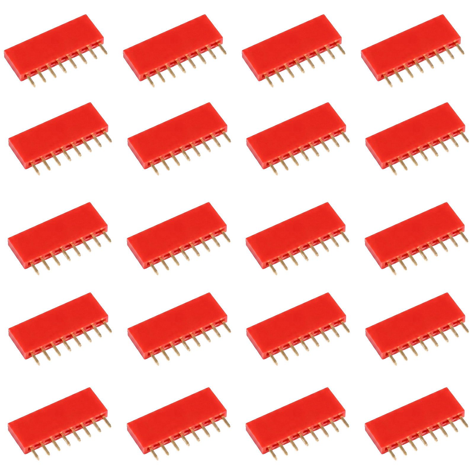 20x Barrette femelle 8 broches 2,54 mm Rouge