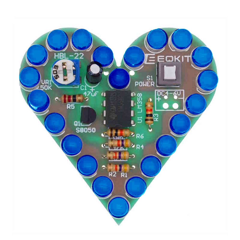 Kit Cœur LED pulsant (bleu)
