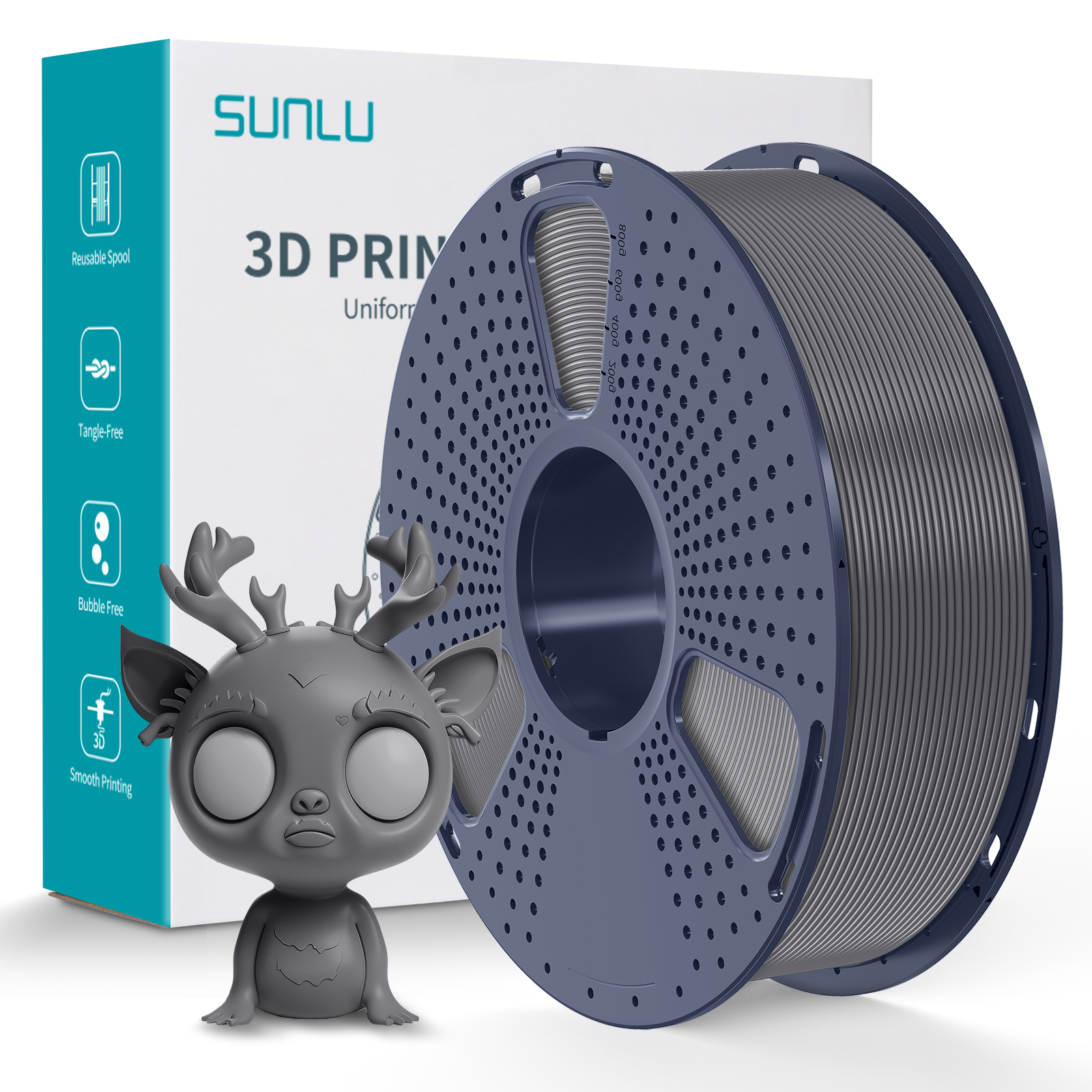 Filament Sunlu Silk PLA+ Gris 1,75 mm 1 kg